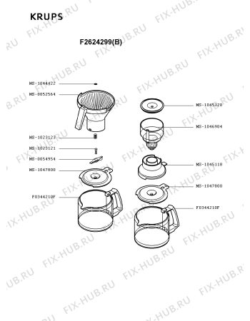 Взрыв-схема кофеварки (кофемашины) Krups F2624299(B) - Схема узла PP001600.9P2