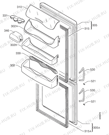 Взрыв-схема холодильника Zanussi ZA32W - Схема узла Door 003