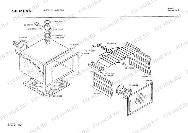 Взрыв-схема плиты (духовки) Siemens HU8032 - Схема узла 03