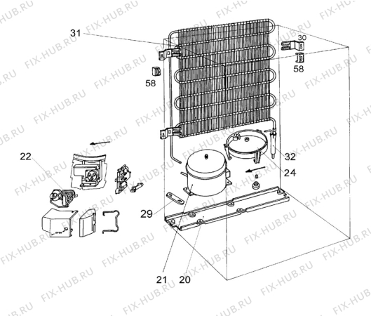 Взрыв-схема холодильника Zanussi ZC205R - Схема узла Cooling system 017