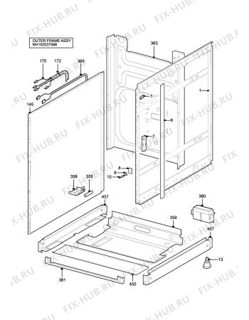 Взрыв-схема плиты (духовки) Parkinson Cowan SIG330WL (SONATA) - Схема узла H10 Outer Frame