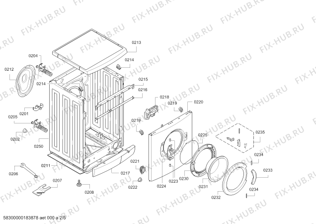 Схема №2 3TS863XA с изображением Инстр. по эксплуатации/Таблица программ для стиралки Bosch 18004471