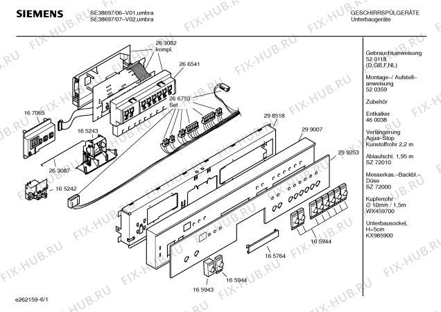 Схема №2 SE28292 OPTIMA 282 с изображением Инструкция по эксплуатации для электропосудомоечной машины Siemens 00520118
