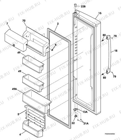 Взрыв-схема холодильника Aeg Electrolux S95623KK - Схема узла Refrigerator door