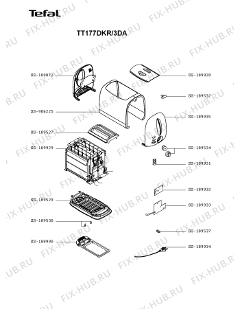 Схема №1 TT1775KR/3DA с изображением Кнопка для тостера (фритюрницы) Tefal SS-189931