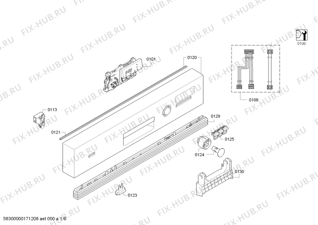 Схема №3 SN55D502EU с изображением Панель управления для посудомойки Siemens 00742146