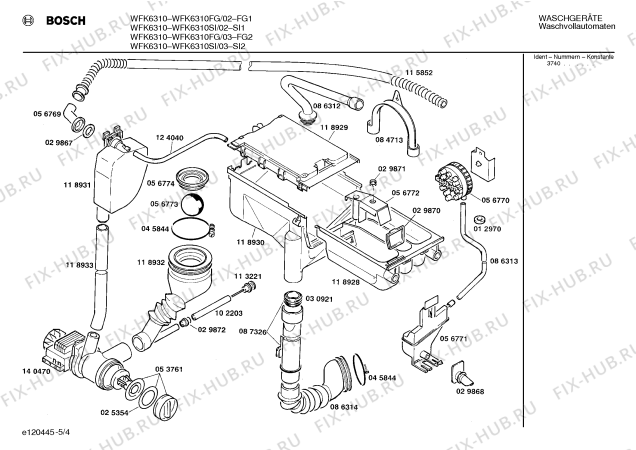 Взрыв-схема стиральной машины Bosch WFK6310FG WFK6310 - Схема узла 04