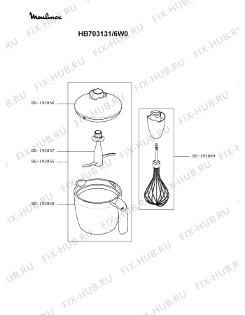 Взрыв-схема блендера (миксера) Moulinex HB703131/6W0 - Схема узла PP003544.9P2