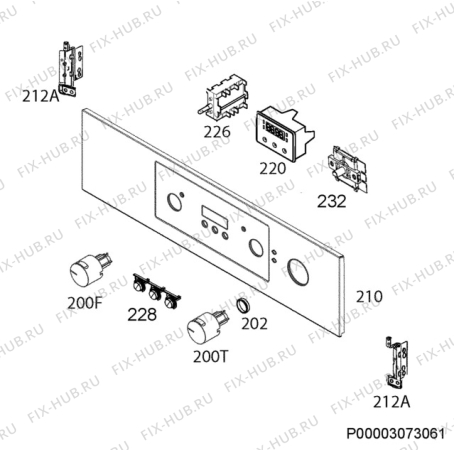 Взрыв-схема плиты (духовки) Zanussi ZOS37902XD - Схема узла Command panel 037