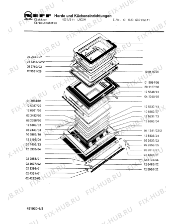 Взрыв-схема плиты (духовки) Neff 1313236331 1037/511LRCDM - Схема узла 03