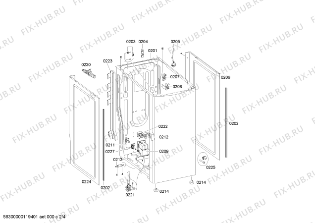 Взрыв-схема стиральной машины Bosch WOR16120IT Topp,  VIB+riconoscimento carico - Схема узла 02