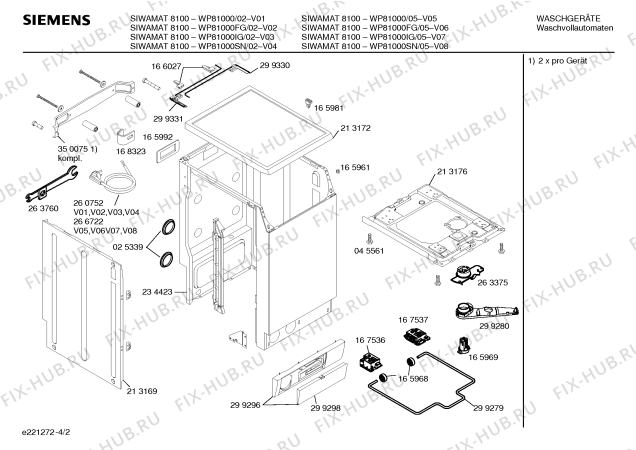 Схема №3 WP81000SN SIWAMAT 8100 с изображением Инструкция по эксплуатации для стиральной машины Siemens 00520839