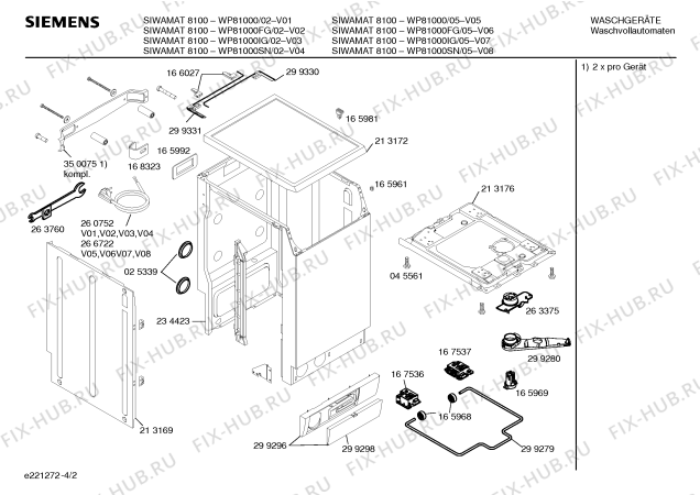 Схема №3 WP81000SN SIWAMAT 8100 с изображением Инструкция по эксплуатации для стиральной машины Siemens 00520838