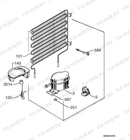 Взрыв-схема холодильника Electrolux ERM15100 - Схема узла Cooling system 017