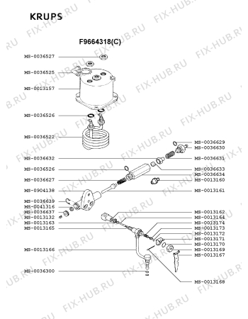 Взрыв-схема кофеварки (кофемашины) Krups F9664318(C) - Схема узла BP002135.9P4