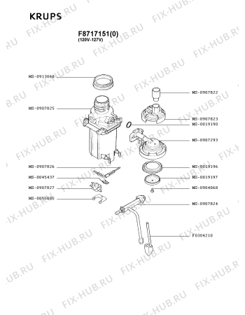 Взрыв-схема кофеварки (кофемашины) Krups F8717151(0) - Схема узла AP001847.8P2