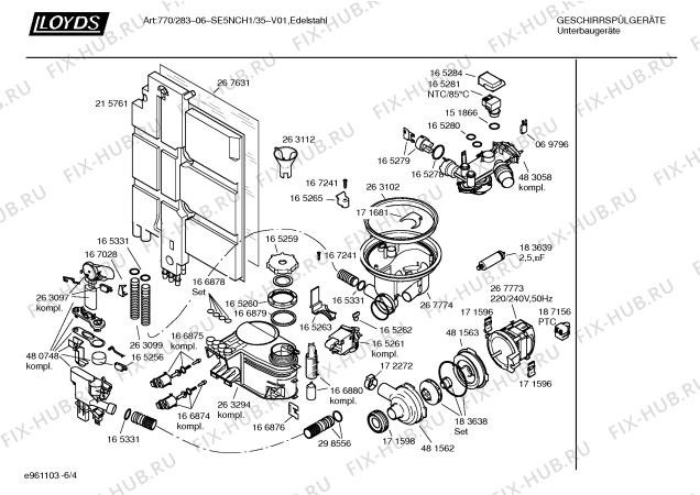 Взрыв-схема посудомоечной машины Lloyds SE5NCH1 Art:770/28306 - Схема узла 04