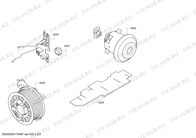 Взрыв-схема пылесоса Bosch BSG82603 Bosch ergomaxx professional - Схема узла 02