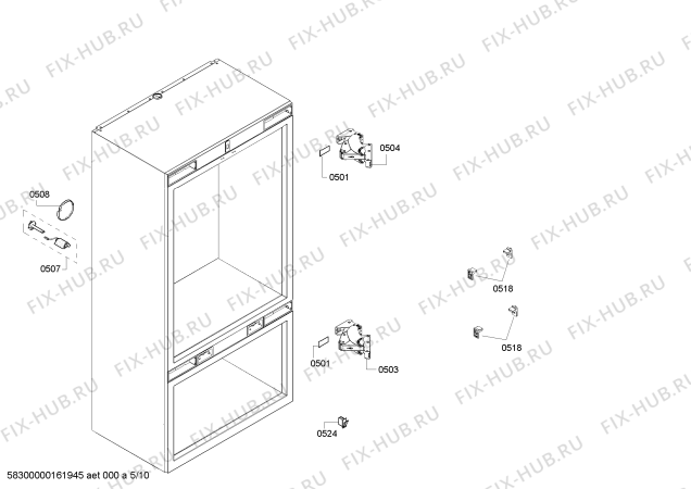 Схема №4 B30BB830SS с изображением Ручка двери для холодильника Bosch 00687256