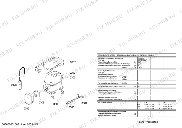 Взрыв-схема холодильника Bosch KIF26442 - Схема узла 03