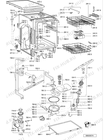 Взрыв-схема посудомоечной машины Indesit ADP54069 (F091598) - Схема узла