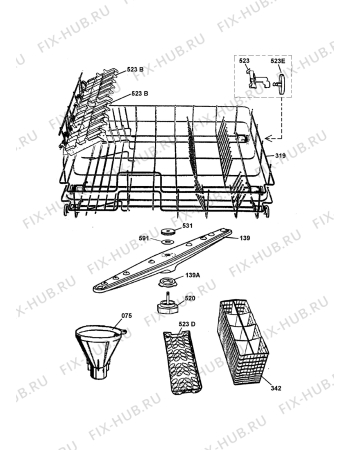 Взрыв-схема посудомоечной машины Aeg Electrolux FAV54200S - Схема узла Baskets, tubes 061