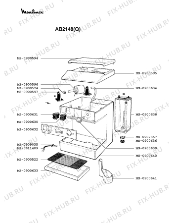 Взрыв-схема кофеварки (кофемашины) Moulinex AB2148(Q) - Схема узла OP001878.0P2