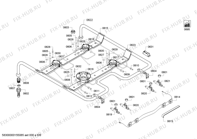 Схема №3 HGV74W220N с изображением Столешница для плиты (духовки) Bosch 00248833