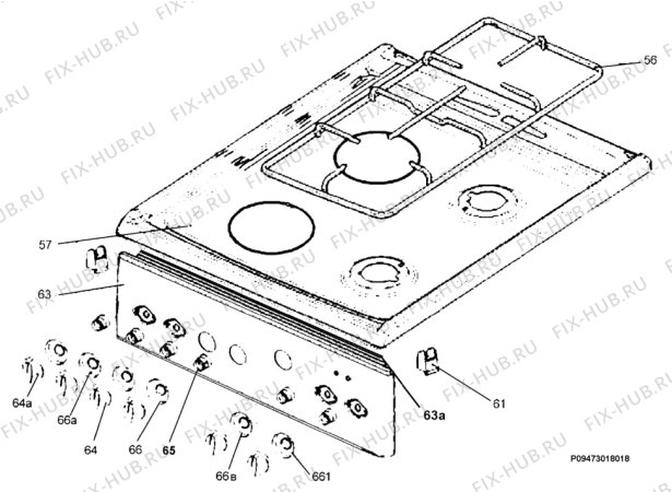 Взрыв-схема плиты (духовки) Zanussi ZCM565NW - Схема узла Section 4