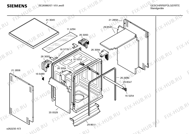 Схема №4 SE26980 с изображением Передняя панель для посудомоечной машины Siemens 00352934
