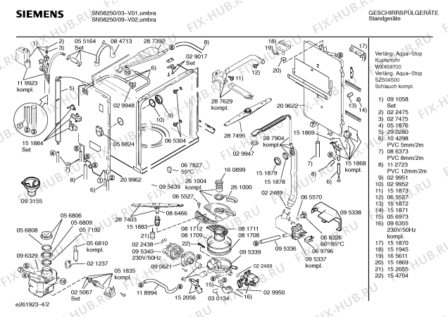 Взрыв-схема посудомоечной машины Siemens SN58250 - Схема узла 02