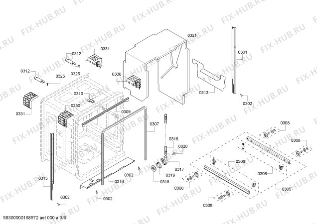 Схема №4 SHX68R55UC SuperSilence 44 dBA с изображением Изоляция для посудомойки Bosch 00655304