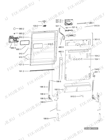 Схема №1 ADG 2040 FD с изображением Блок управления для посудомойки Whirlpool 481010704730