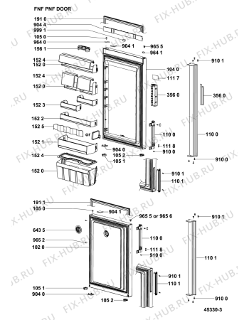 Взрыв-схема холодильника Hotpoint XAG95T1IWH (F154111) - Схема узла