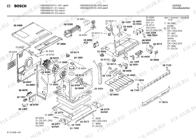 Взрыв-схема плиты (духовки) Bosch HBE6922DK - Схема узла 02