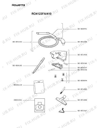 Взрыв-схема пылесоса Rowenta RO4123FA/410 - Схема узла YP002883.4P2
