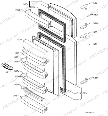 Взрыв-схема холодильника Aeg Electrolux S70438DT6 - Схема узла Door 003