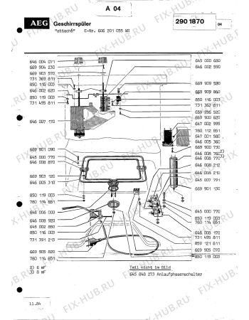 Схема №1 FAV463 U с изображением Накопитель для посудомойки Aeg 8996460087605
