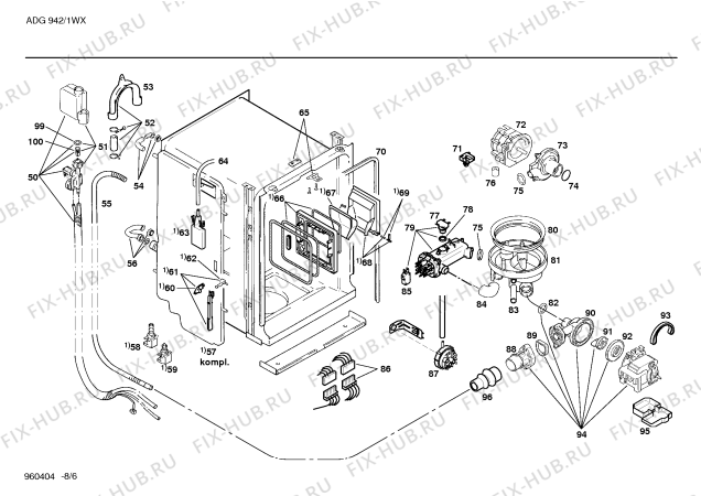 Взрыв-схема посудомоечной машины Whirlpool SR2WHA1 - Схема узла 06