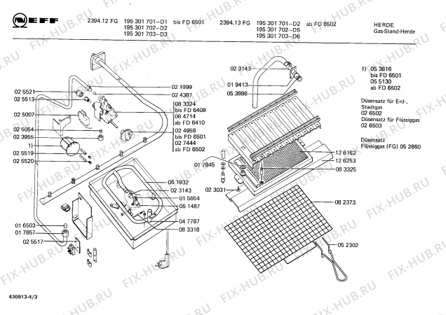 Схема №2 195301703 2394.13FG с изображением Скользящая опора для плиты (духовки) Bosch 00023450