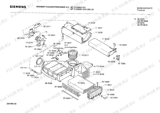 Взрыв-схема сушильной машины Siemens WT51220591 FLAUSCHTROCKNER 512 - Схема узла 05