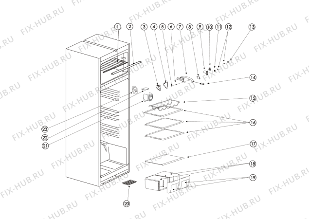 Взрыв-схема холодильника Hotpoint-Ariston RMT1167GA (F054034) - Схема узла