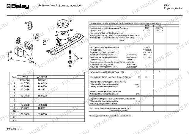 Схема №2 F6560/01 с изображением Защитный выключатель мотора для холодильника Bosch 00166538