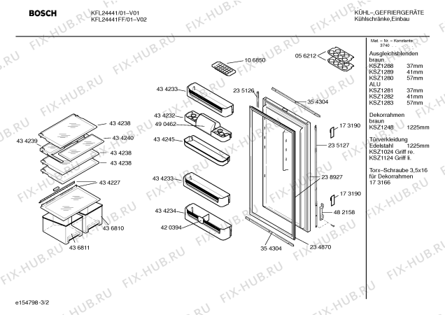 Взрыв-схема холодильника Bosch KFL24441 - Схема узла 02