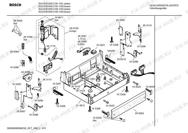 Взрыв-схема посудомоечной машины Bosch SGU53E04EU - Схема узла 05