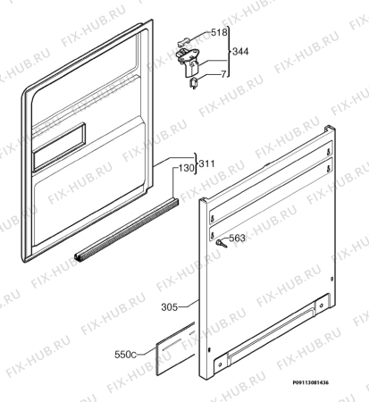 Взрыв-схема посудомоечной машины Etna AFI8527ZT/E06 - Схема узла Door 003