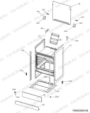 Взрыв-схема плиты (духовки) Rex Electrolux RKG21100OW - Схема узла Housing 001