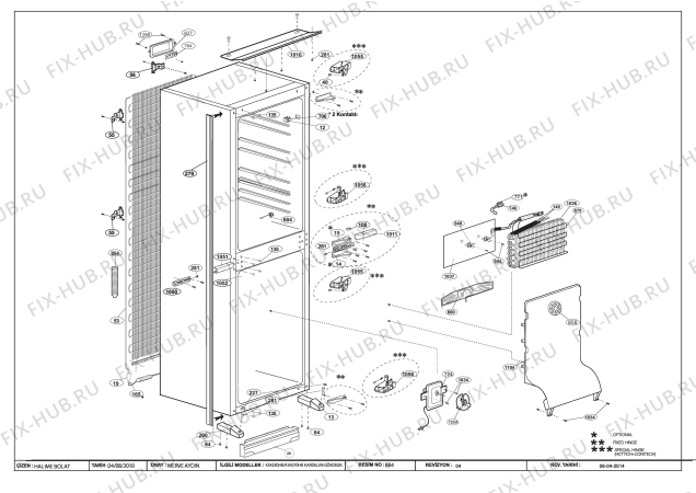 Взрыв-схема холодильника Beko CBI7771 (7244848719) - CABINET ASSEMBLY (B-773 BI)