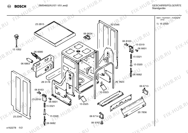 Схема №1 SMS4602AU с изображением Инструкция по эксплуатации для посудомоечной машины Bosch 00520884