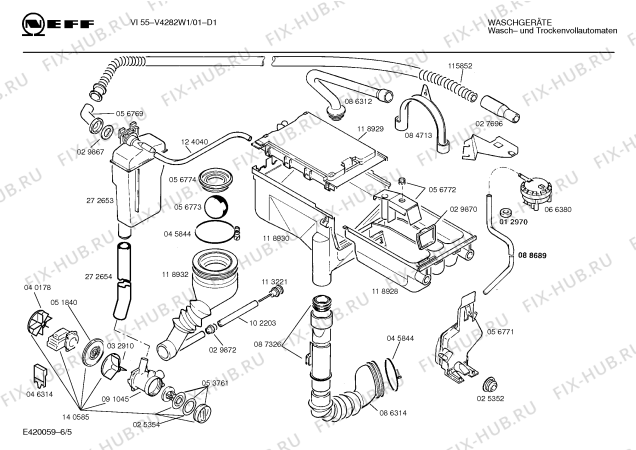 Взрыв-схема стиральной машины Neff V4282W1 VI55 - Схема узла 05